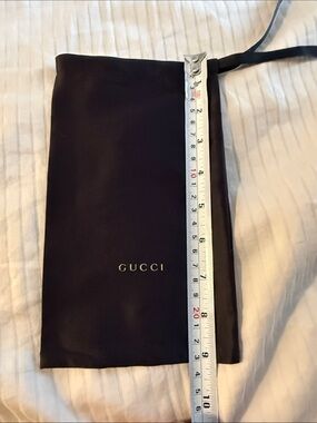 Gucci Black Satin Dust Bag Pouch with Gold Logo Authentic New